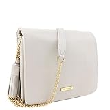 Tassel Accent Small Shoulder Bag with Chain Strap Sand