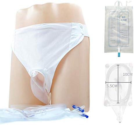 Portable Urinal, Reusable Men/Women/Old Man Breathable Silicone Underpants Sealing, Urine Drainage Bags for Urinary Incontinence with Spill Proof Collection Bag,L