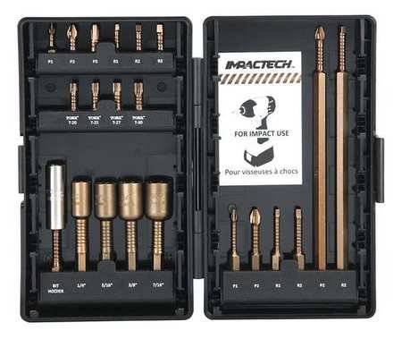 Click Here to See More Images Screwdriver Bit Set, 21 Pieces, 1/4