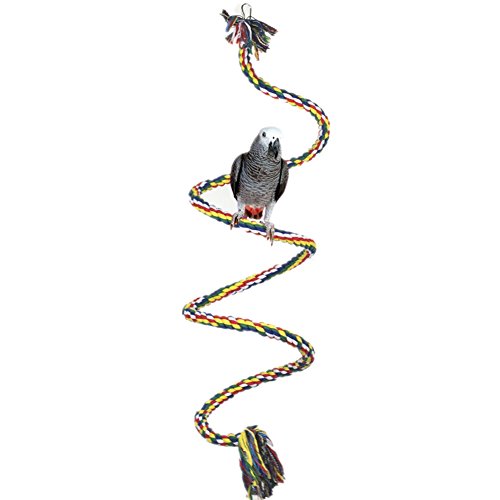 Pet Supplies Birdcage Stand Parrot Cotton Rope Bird Bungee Cage Toy With Bell Bite,Climb,Chew,Swing For Birds,Parrots,Macaw,Parakeets Colorful (M) - Thumbnail 7