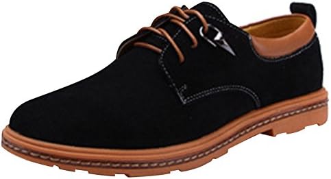 Runday Men's Round Toe Lace Up Casual Breathable Leather Fashion Oxfords(7 D(M)US,black) (7 D(M) US, Black)