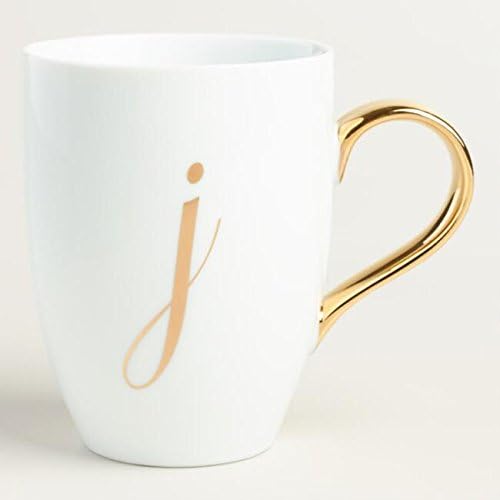 Gold Monogram White Porcelain Mug Letter J