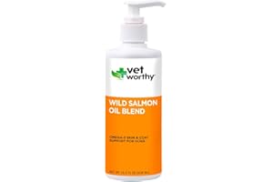 Vet Worthy Wild Alaskan Salmon Oil Blend for Dogs - Dog Supplement to Support Healthy Skin and Beautiful Coat - Fish Oil Supplement with EPA, DHA, and Omega 3 Fatty Acids - Salmon Flavor, 15.5oz