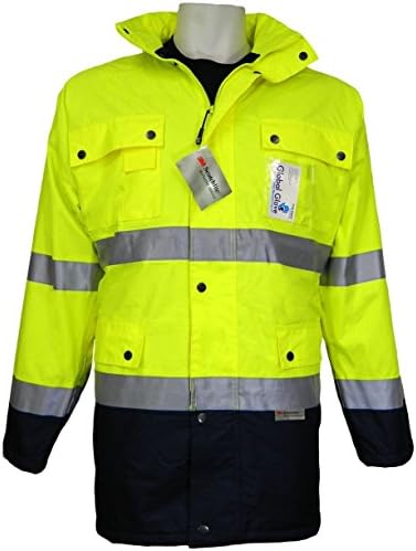 Global Glove GLO-P1 FrogWear Insulated High-Visibility Parka, Polar Fleece Lined, Lightweight Wind/Waterproof Shell, Silver Reflective Striping, Size: XL