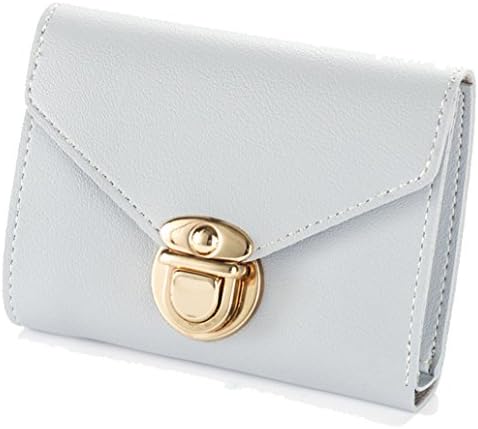 Edmen Women's Small Bifold Leather Pocket Wallet Ladies Mini Purse with id Window (Gray)