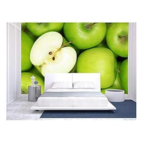 Group of Green Apples Forming a Background - Removable Wall Mural | Self-Adhesive Large Wallpaper - 66x96 inches