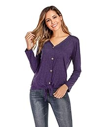 EasySmile blusas de tirantes con botones para mujer, con nudo suelto, cuello en V, informales, tallas S-XXL