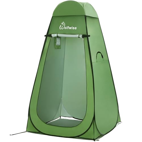 WolfWise Pop-Up Duschzelt Camping & Umkleidezelt mit Boden – Silberbeschichtet, UV-Schutz 50+ & Wasserabweisend, Toilettenzelt mit Fenstern, Hoch Brei