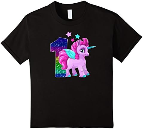 unisex-child Little Girl 1 Year Old Shirt Unicorn 1st Birthday TShirt 8 Black