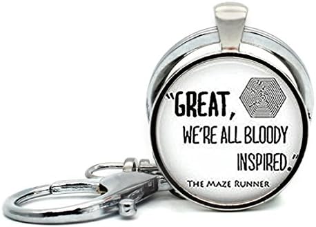 Keychain Round Pendant MAZE RUNNER Quote Glass Cabochon Key Rings Stainless Steel Metal Handmade Charm Pendants