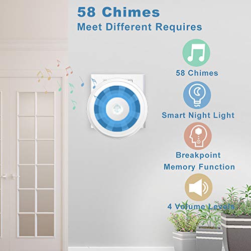 Wireless Doorbell, YIROKA Self-Generating Power Door Chime Operating at 500 Feet with Waterproof, 58 Chimes, 4 Volume & LED Indicator, No Batteries Required