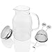 Glass Pitcher With Lid By Golden Spoon: Durable Glass Carafe With Airtight Cap - Microwave And Freezer Safe Borosilicate Glass For Hot And Cold Liquids - Comes With 2 Stirrers And A Strainer (60 oz)