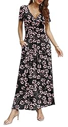 CATHY Women Short Sleeve Deep V-Neck Casual Long