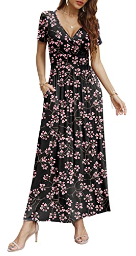 CATHY Women Short Sleeve Deep V-Neck Casual Long