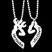 DALARAN Her Buck His Doe Engraved Stainless Steel Couple Necklace Deer Pendants Heart Split for Men Women
