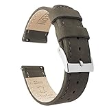 BARTON Quick Release Top Grain Leather Watch Band Strap - Choose Color & Width (18mm, 20mm or 22mm) - Espresso (Dark Brown) 20mm
