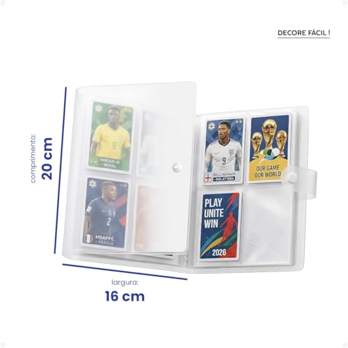 Pasta Porta Figurinhas Copa Do Mundo 2026 Capa Protetora Transparente Brochura 160 Espaços Fechamento Em Botão