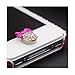 GBSELL 3D Crystal Bling Bow Diamond Home Button Sticker For iPhone iPad (Hot Pink)