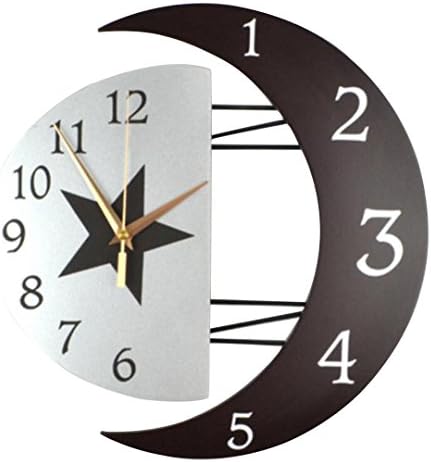 Ysayc Wall Clock Modern DecoRation Sun And Moon Wall Clock Mute The Living Room Clock Personalized Clock Simple Bedroom Linked To The Table , 16 inches , arabia dial