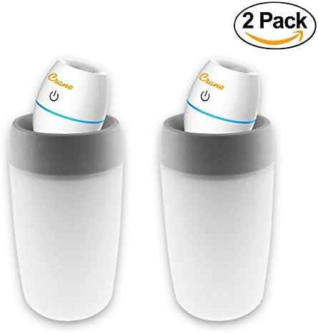Crane Compact Ultrasonic Cool Mist Travel Humidifier Set -- Pack of 2 Personal White Humidifiers