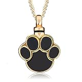 CharmSStory Ashes Pet Dog/Cat Paw Print Cremation Urn Necklace Memorial Holder Gold Plated Pendant