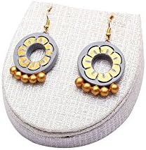 Handmade Terracotta Earring Set_Fashion Jewellery for Women / Girls ( Grey & Gold )