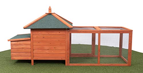 Miweba MyAnimal Hühnerstall MH-19 | 206x73x123 cm - Für 3 Hühner - Nistkasten mit Freilaufgehege - 2 Sitzstangen - Winterfest - Hühnerhaus mit Eiablage - Kiefernholz - Voliere (Braun) – Bild 8