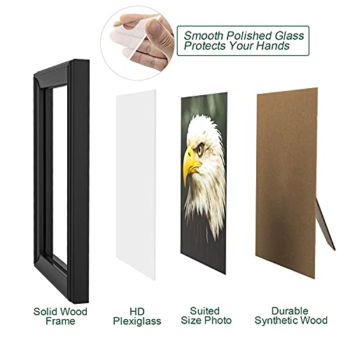 PICFREIM 2 Pack 8x10 Picture Frame Set, Black Solid Wood Photo Frames with High Definition