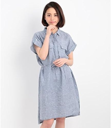 Amazon Co Jp ビス Vis French Linen フレンチリネンサファリシャツワンピース 41ネイビー F 服 ファッション小物