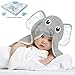 Baby Toddler Towels with Elephant Hood for Kids - Large Soft Gray Organic Bamboo Babies Blanket with Washcloths