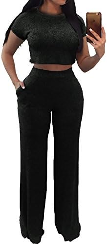 KAMESON Women's Club Sexy Short Sleeve Slim Fitting Stretch Romper Sets,Black Large