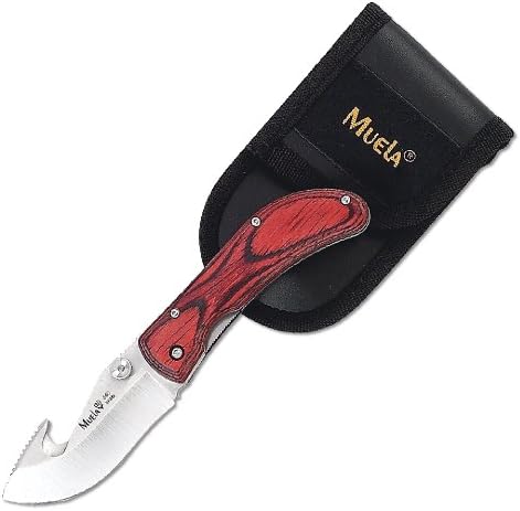 Muela 4.5-Inch Slide Lock Folding Skinner Knife, Coral Packawood