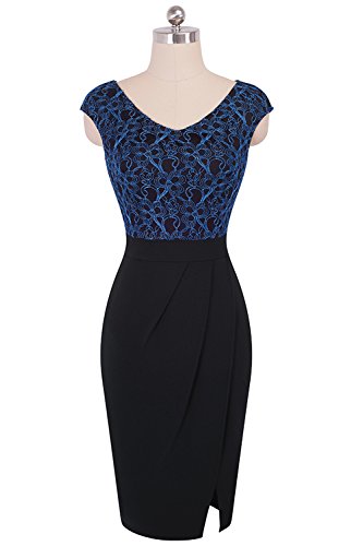 Misshow-Damen-Etuikleid-Knielang-Business-Strickerei-Bodycon-Bleistiftkleid-Hochzeit-Prom