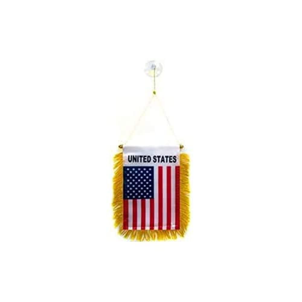 AZ FLAG - United States Mini Banner - 6'' x 4'' - 100% Polyester USA - US - American Small Pennant for Car - Double-sided Flag with Suction Cup Hanger — image 1