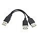 FireAnt 20cm USB 2.0 A Male Plug to 2 Dual USB A Female Jack Y Splitter Hub Adapter Extension Cable