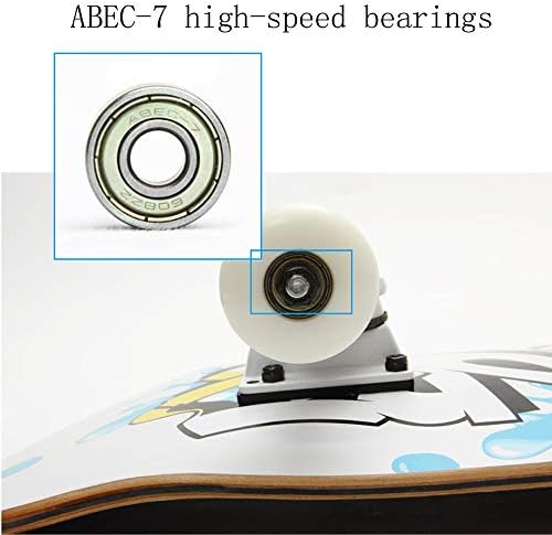 WRISCG Skateboard Planche à roulettes en Bois d'Erable Skateboards Complet Mini Cruiser Skate avec roulements à Billes ABEC High Speed, pour Les Enfants, Jeunes et Adultes