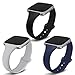 Kmasic Compatible Versa Bands 3 Pack, Narrow Slim Soft Silicone Small Replacement Wristband for Versa/Versa Lite Edition Women Men, Gray/Black/Navy, Small