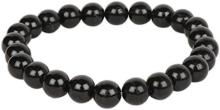 Nytra Black Tourmaline Crystal Bracelets for Women Men and Girls | Stone: Black Tourmaline | Round Crystal Beads I Color: Black