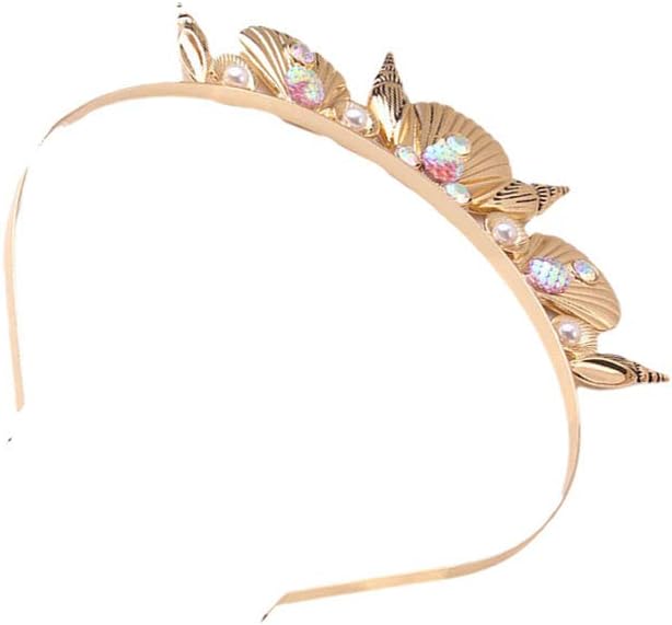 Minkissy Shell Conch Hair Hoops Crown, Shell Headband Conch Tiara Creative Headwear for Women Party Girls
