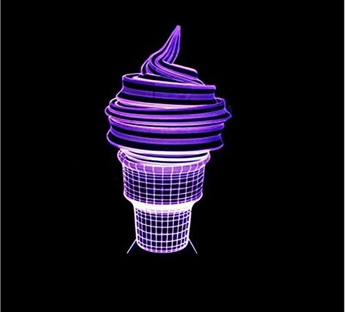 Small Night Lights Ice Cream Colorful USB Touch Switch 3D Lamp Optical Illusion Table Lamp Decoration Birthday Christmas Gift Environmental Friendly Desk Lamp. [Energy Class A++]