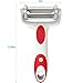 Vremi 3 in 1 Julienne Vegetable Peeler - Citrus Fruit Peeler for Orange Lemon Cocktails - Carrot and Potato Peeler with Rotating Serrated Straight and Julienne Stainless Steel Slicer Blades - Red