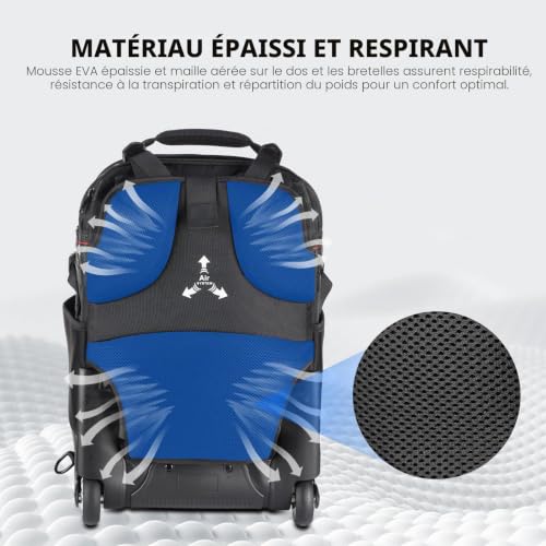 Neewer - 2 in 1 Camera Trolley Case - Durable and Waterproof - (Padded Shockproof Detachable Compartment, Hidden Pull Up Bar) Black