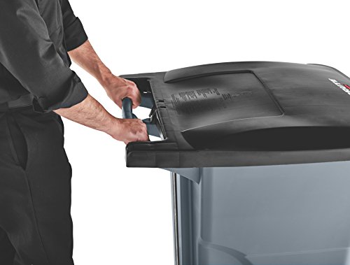 Rubbermaid Commercial Brute Rollout Heavy-Duty Waste Container, Square, Polyethylene, 95 Gallons, Gray (9W22GY)