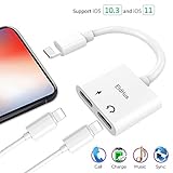Onlier Compatible Adapter & Splitter for IP X / 7 / 7 plus / 8 / 8 plus,Applicable Dual Headphone Audio & Charge Adapter，2 in 1 Charger Audio Aux Cable Jack Call + Sync + Charging + Music for iPh X/8/8Plus/7/7Plus