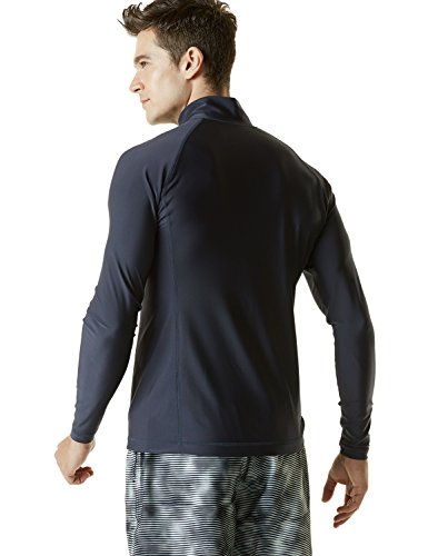 Tesla TM-MSZ03-DGY_2X-Large Men's UPF 50+ Zip Front Long Sleeve Top Rashguard Swimsuit MSZ03