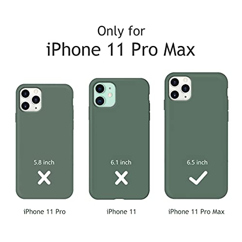 OUXUL iPhone 11 Pro Max Case, Slim Liquid Silicone Phone Case, 6.5 Inch Full Body Microfiber Lining Protective Cover (Forest Green)