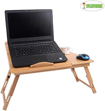 Flipzon Multi Function Bamboo Laptop Table/Desk with Tilting Top Drawer & Two Cooling Fans