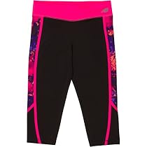 New Balance Little Girls' Performance Capris, Black/Pink, 4