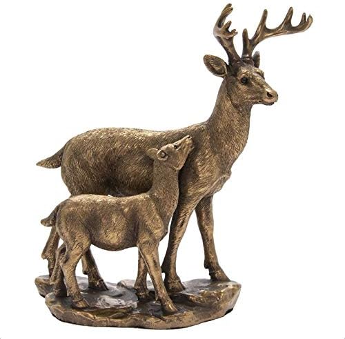The Leonardo Collection Bronzed Deer & Fawn Figurine For Home & Office