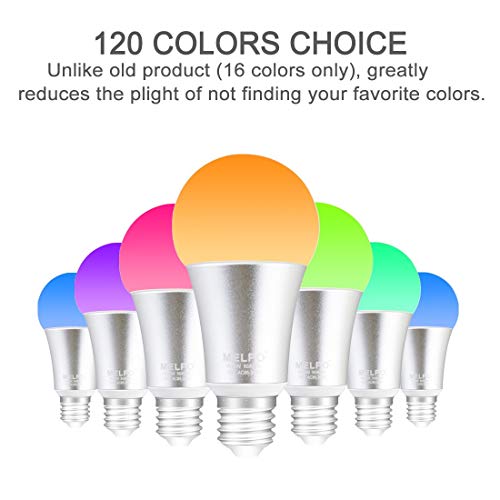 MELPO Dimmable LED Color Changing Light Bulbs with Remote Control, 10W Warm White & RGB Multi Color, 60 Watt Equivalent